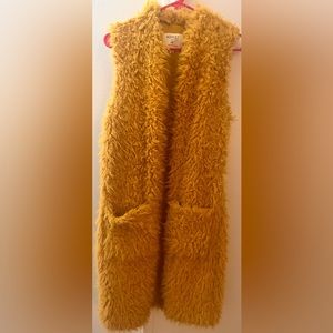 Yellow Faux fur vest